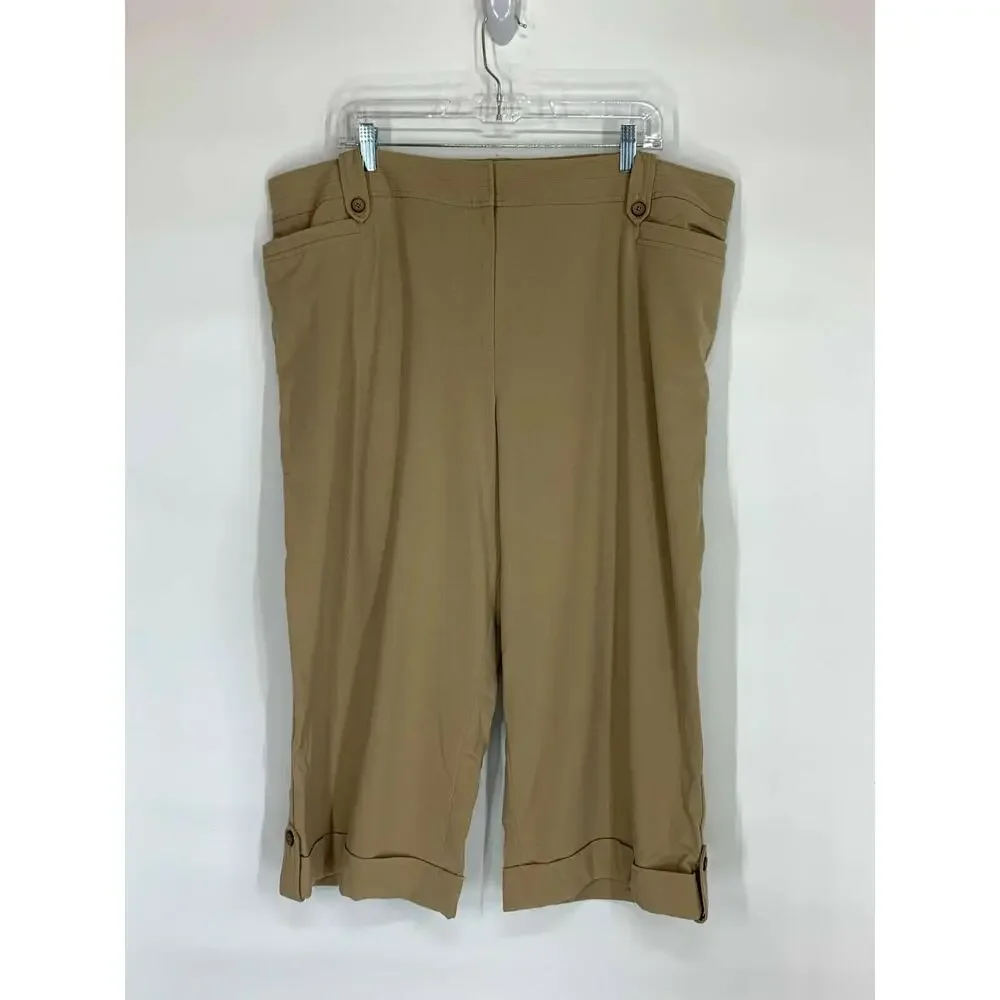 Larry Levine Woman Tan Capri Convertible pants 22W